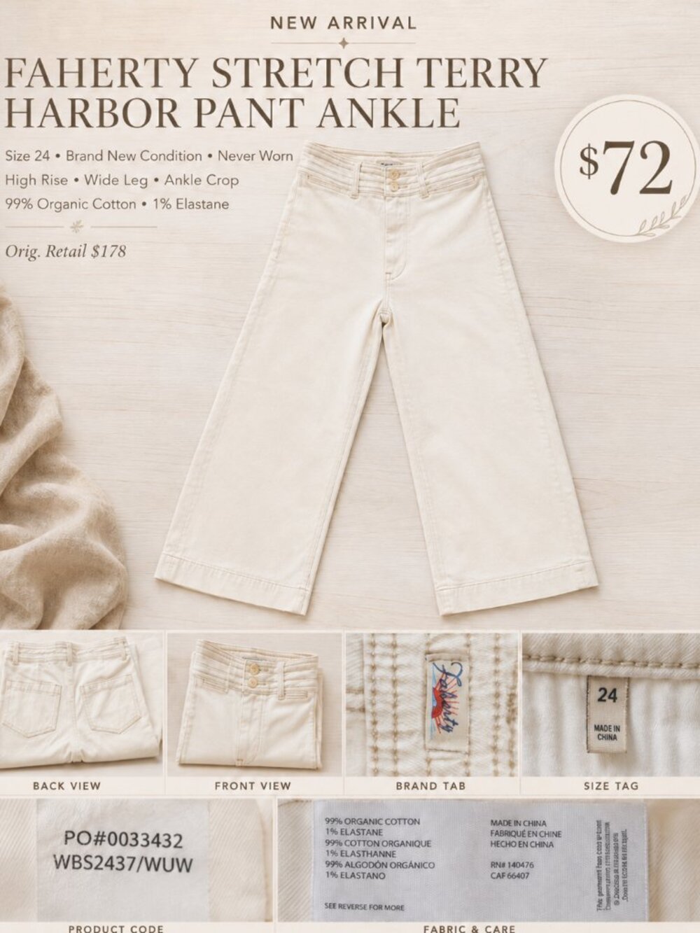 Brand new, never worn Faherty Pants